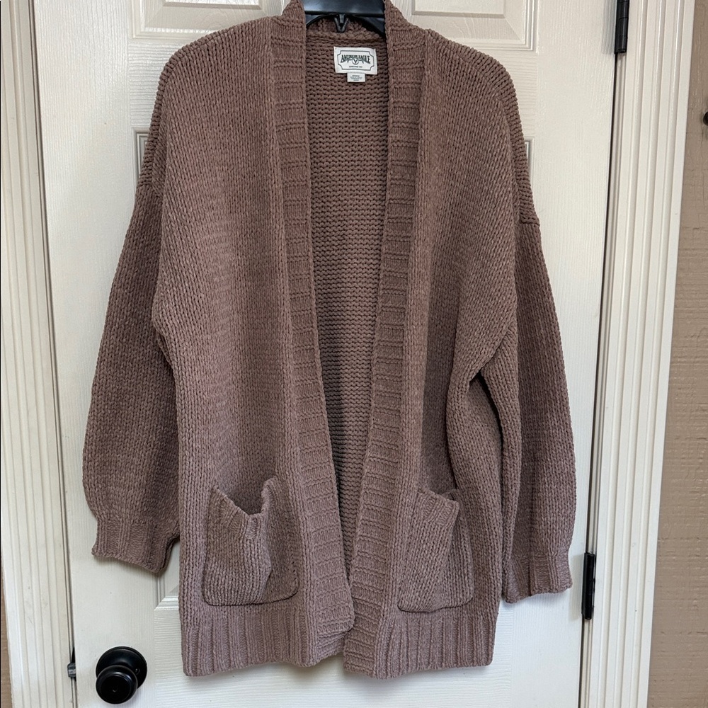 American Eagle Outfitters Taupe Open-Front Cardigan